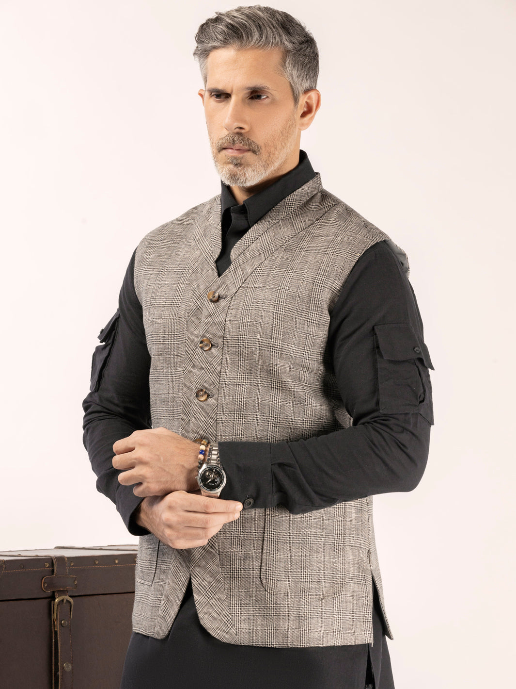 Grey Linen Waistcoat - ALCR-WC-010