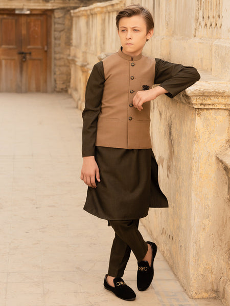 Brown Blended Boy Waistcoat - ALT-WC-010A