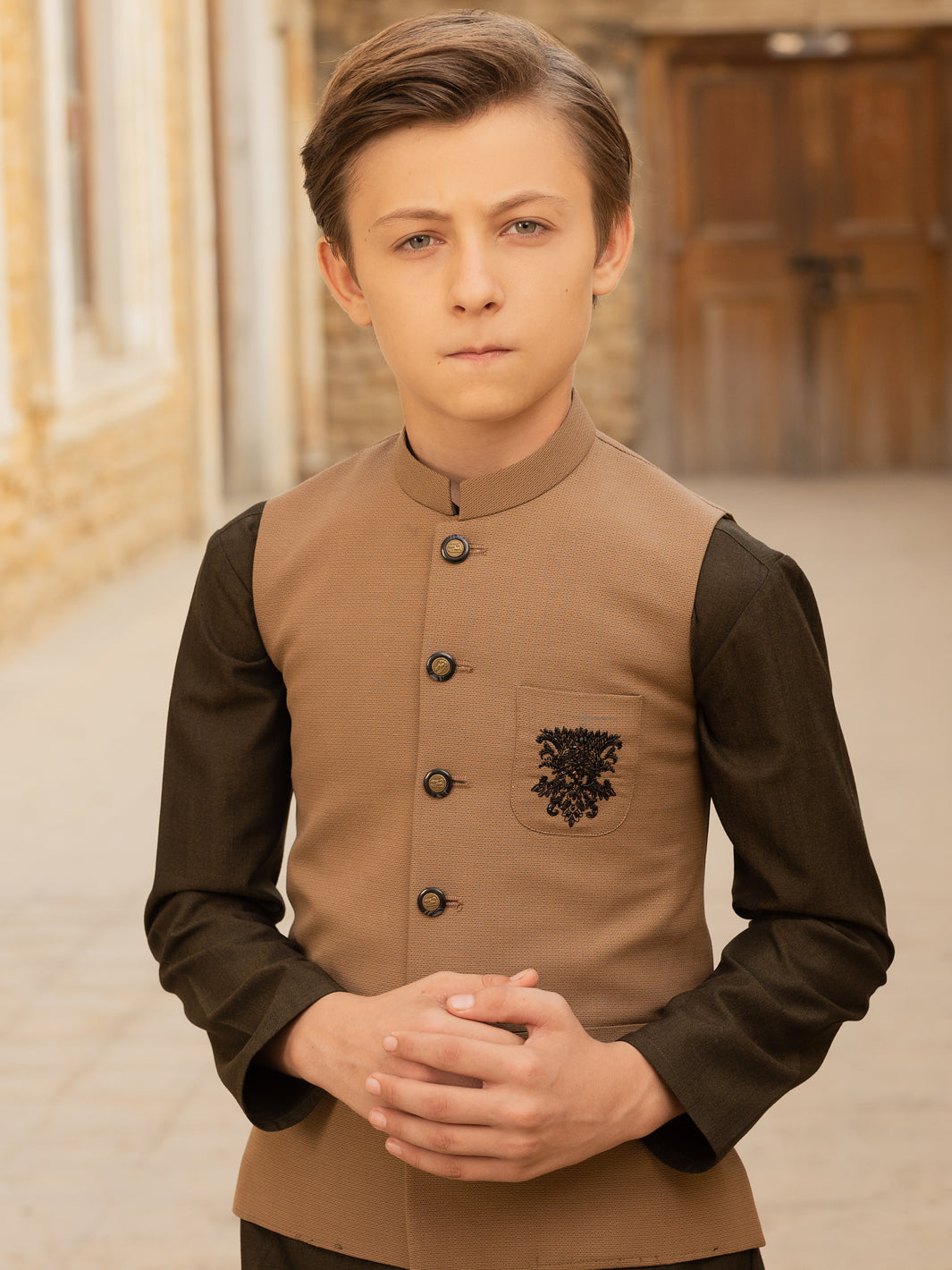 Brown Blended Boy Waistcoat - ALT-WC-010A