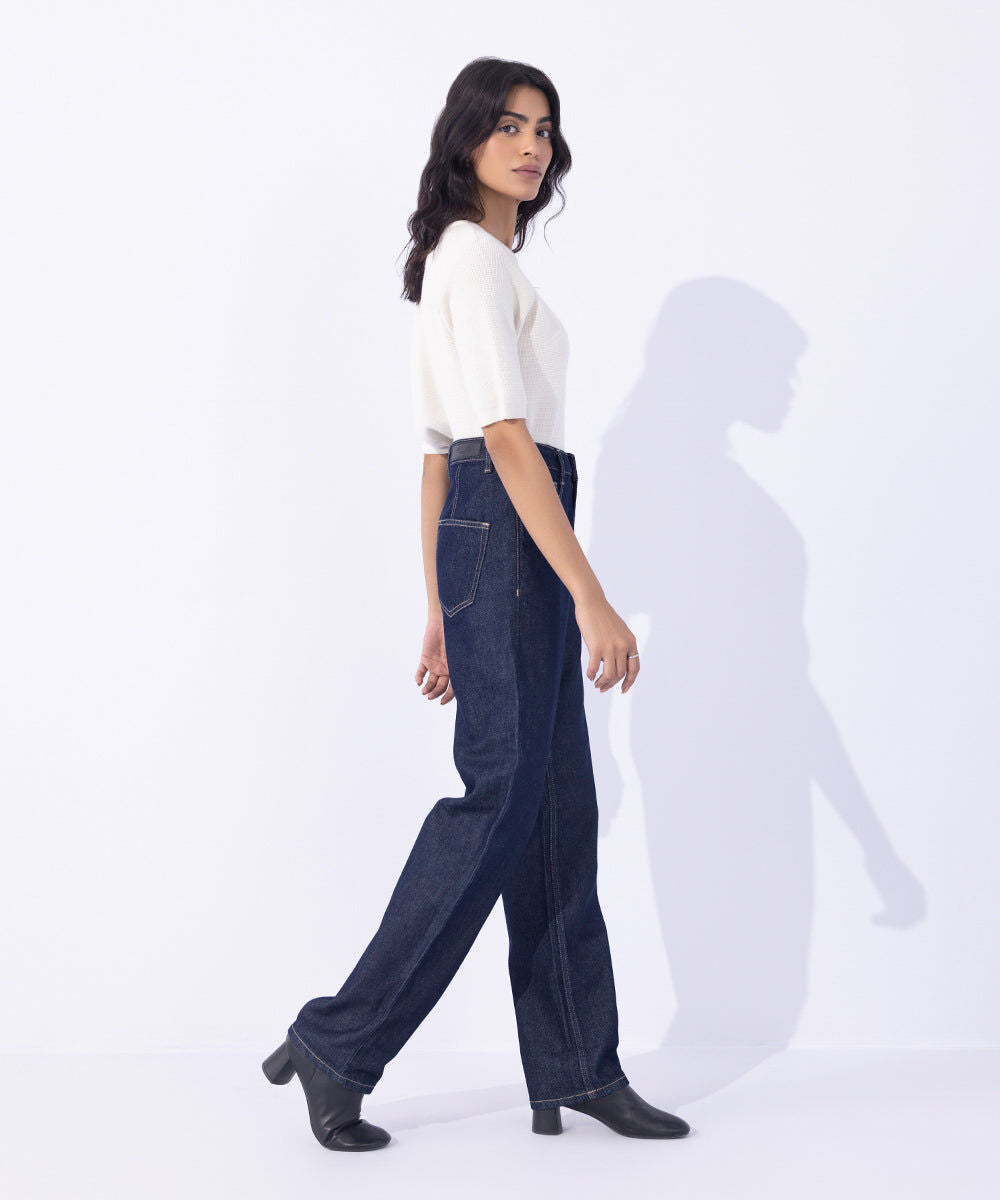 Straight Fit Denim with Turn-Up Hem