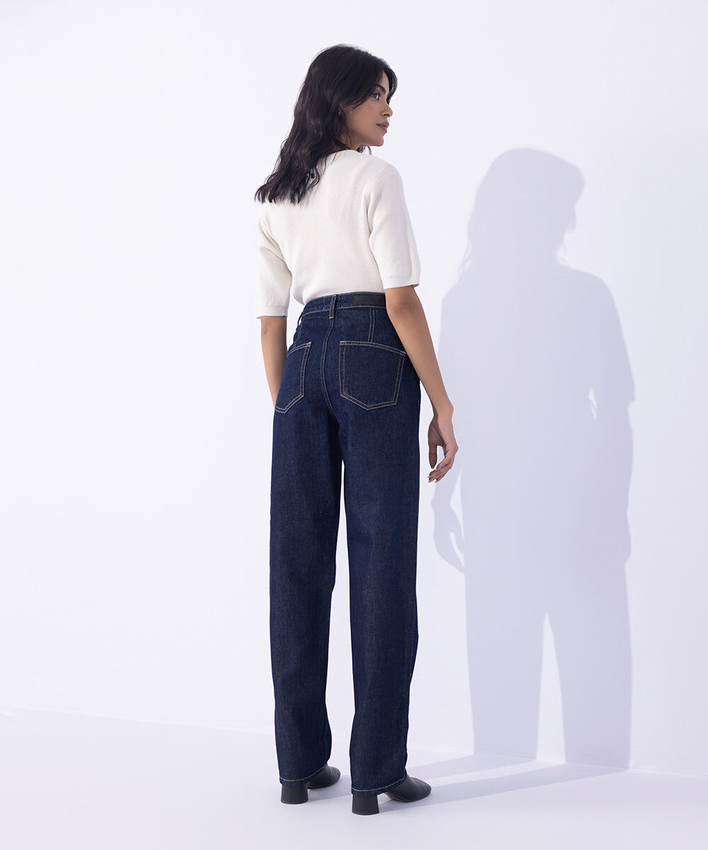 Straight Fit Denim with Turn-Up Hem