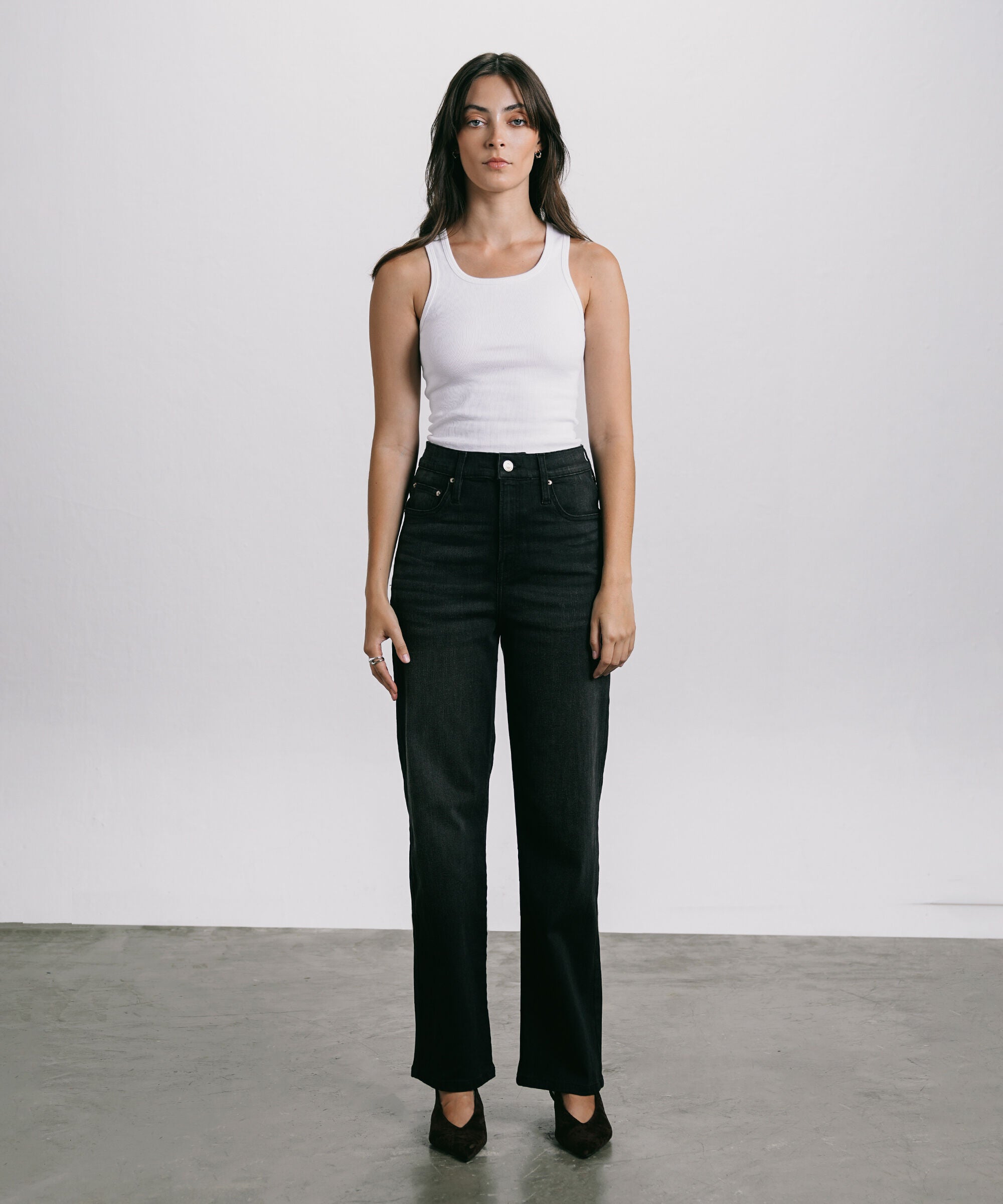 Women's Western Wear Grey High Rise Straight Jeans