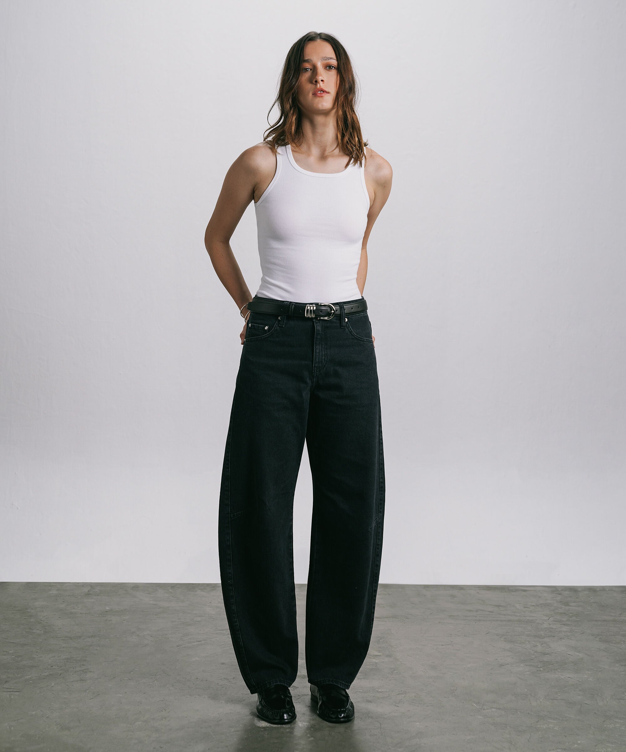 Women's Western Wear Grey Barrel Jeans