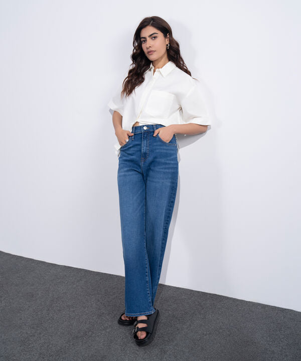 High Rise Ankle Straight Jeans