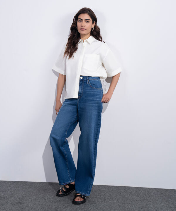 High Rise Ankle Straight Jeans