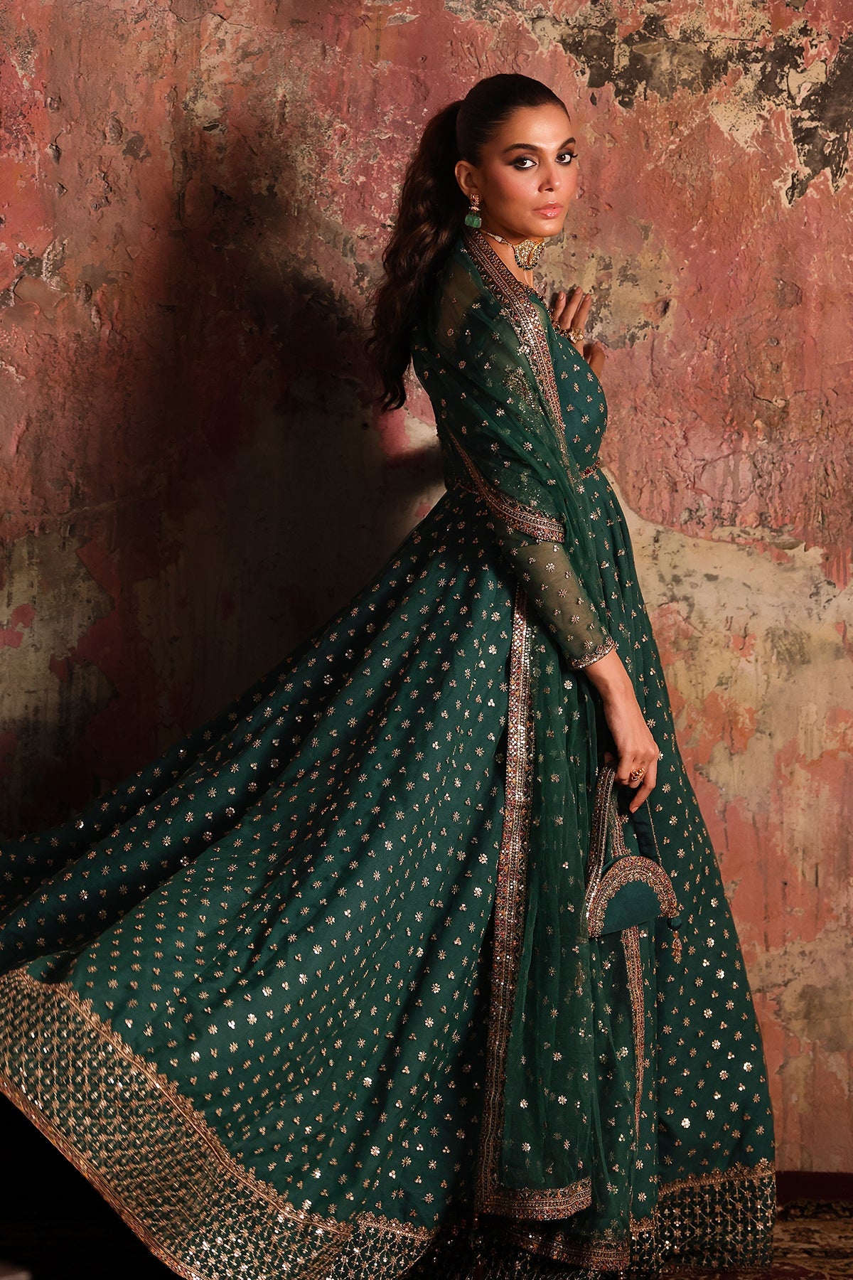 2-PC Embroidered Net Pishwas Suit stm-5-08