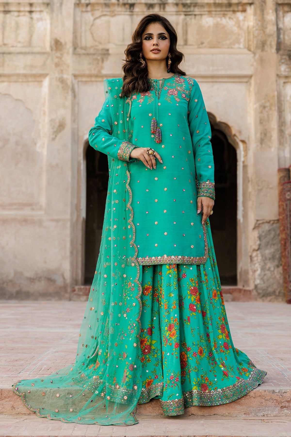 3-PC Embroidered Raw-Silk Suit CMA-5-242