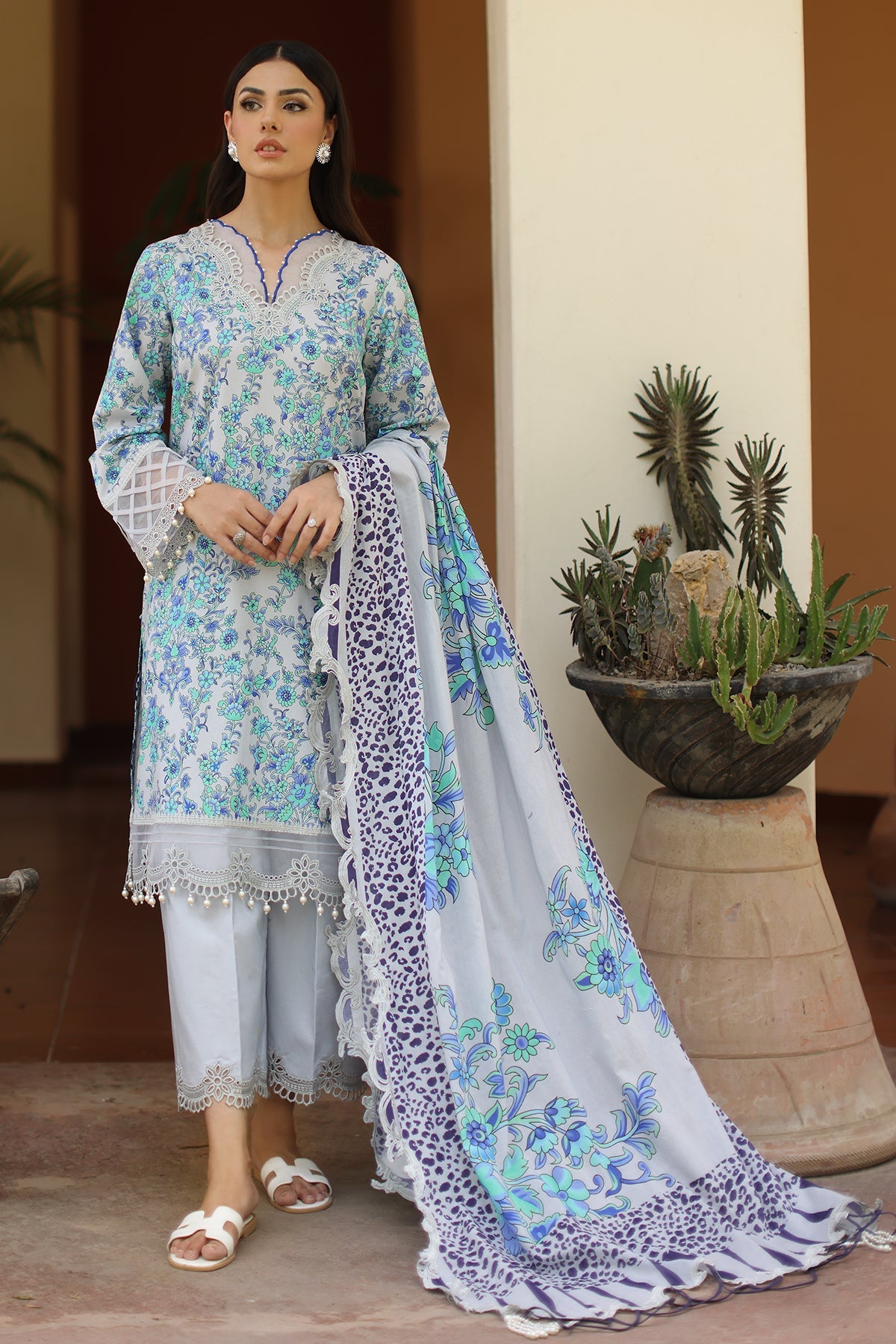 3-PC Unstitched Embroidered Lawn RN6-03