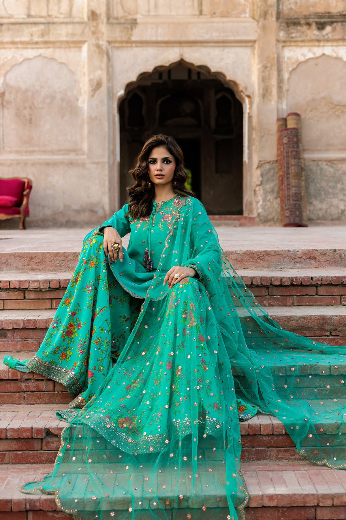 3-PC Embroidered Raw-Silk Suit CMA-5-242
