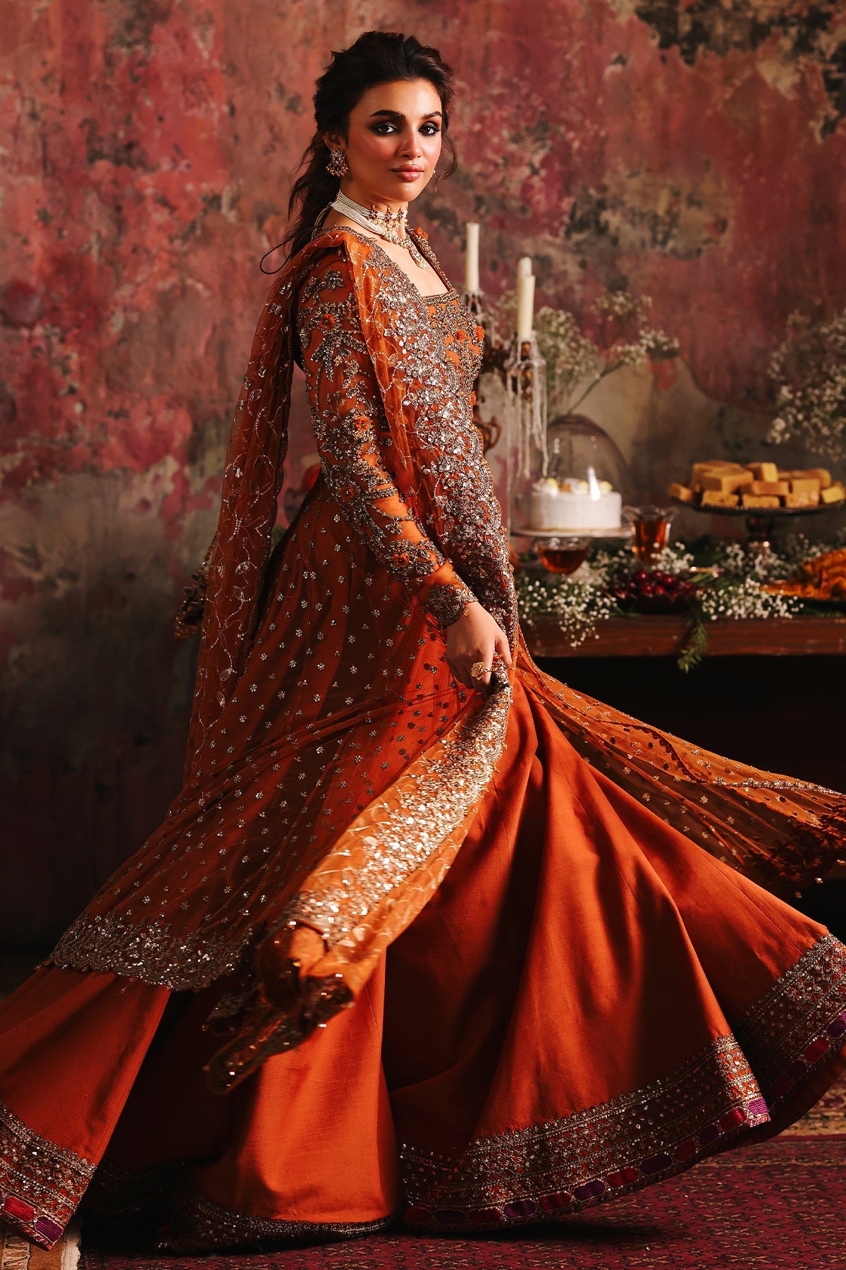 3-PC Embroidered Net Pishwas Suit stm-5-01