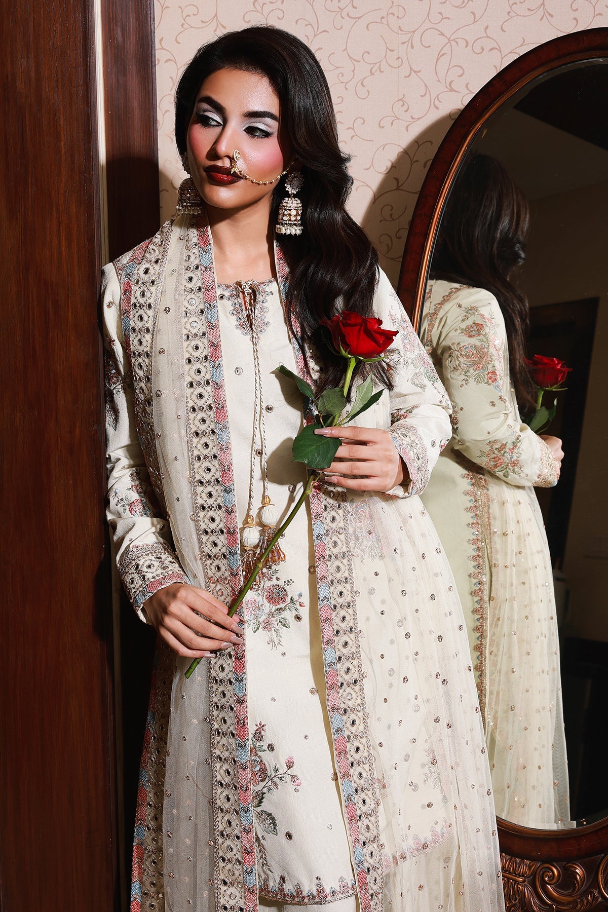 3-PC Embroidered Raw-Silk Suit CMA-5-097
