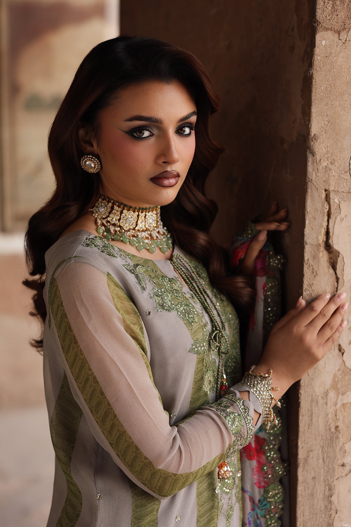 3-pc Unstitched Embroidered Printed Chiffon Collection VSL25-46