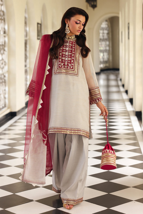 3-PC Embroidered  Cotton Net CMA-5-233