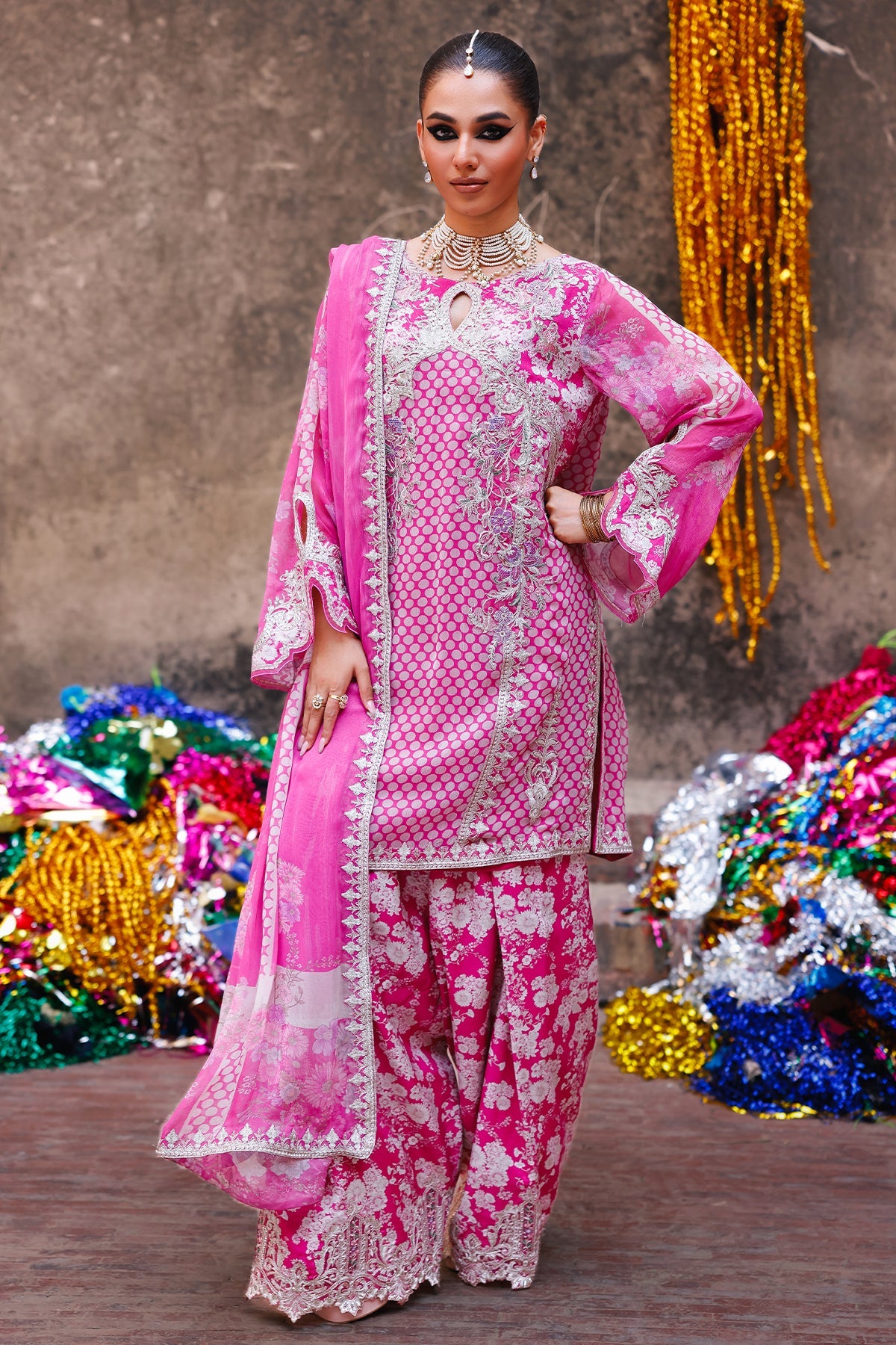 3-Pc Stitched Embroidered Printed Chiffon Collection VSL6-14P