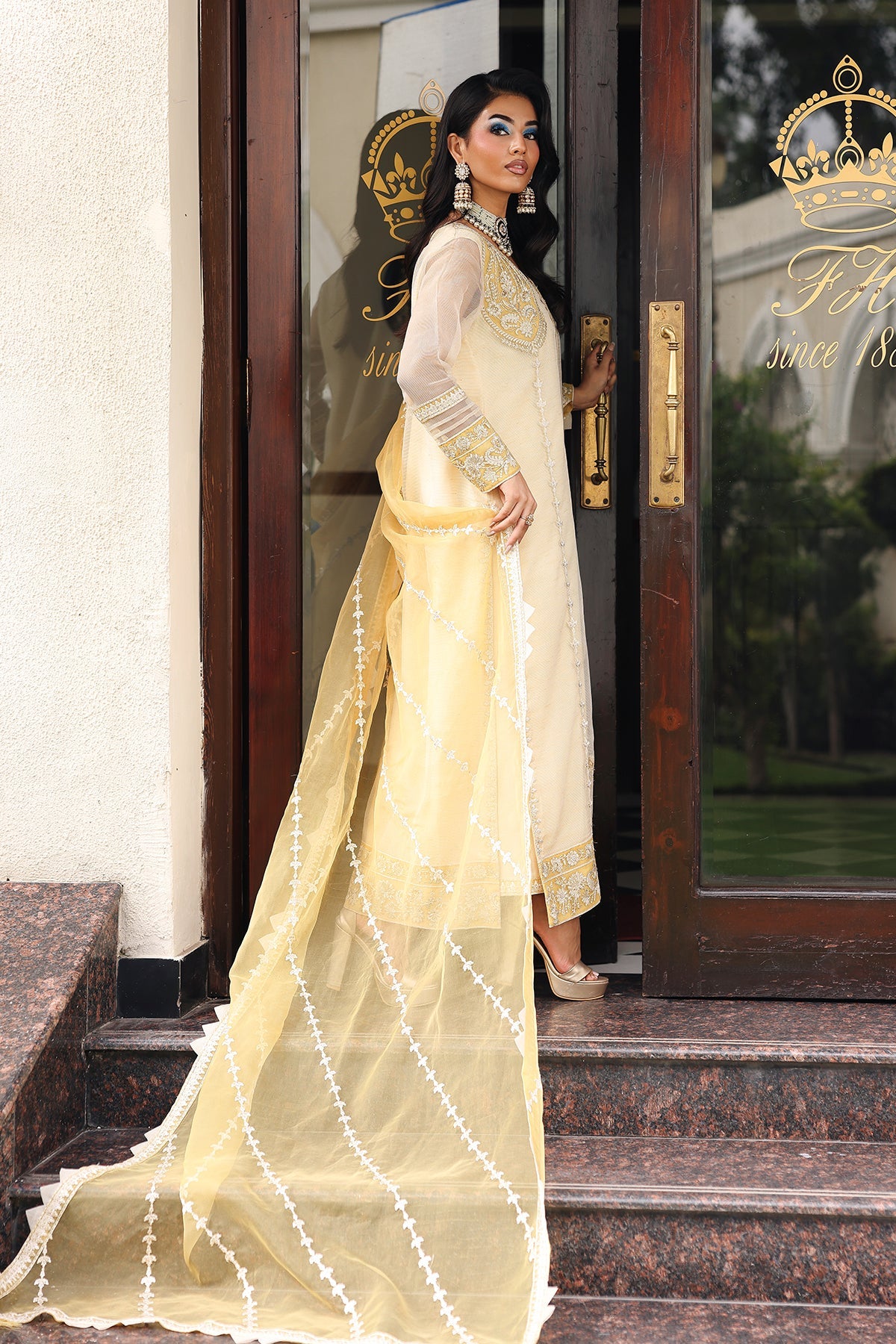 3-PC  Embroidered Cotton Net CMA-5-240