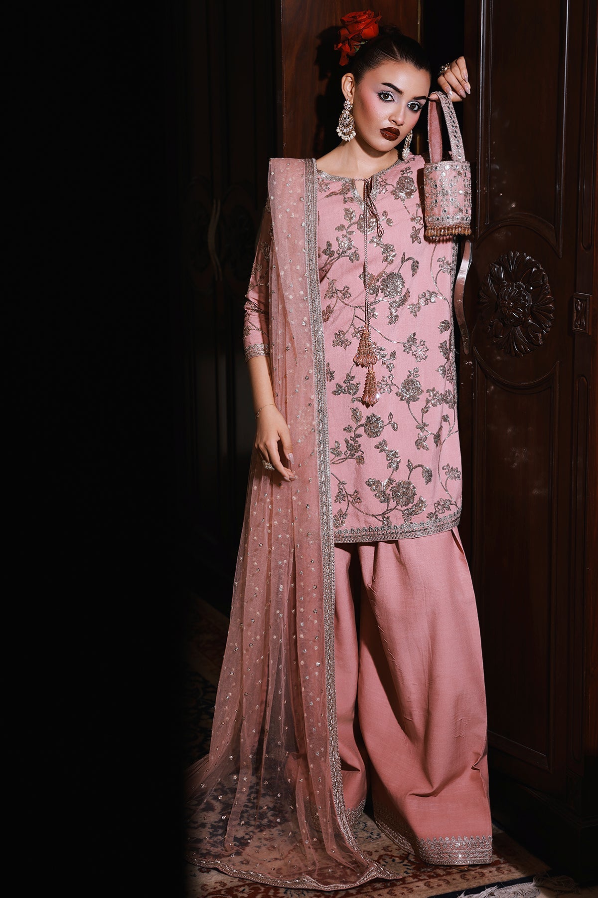 3-PC Embroidered Raw-Silk Suit CMA-5-112
