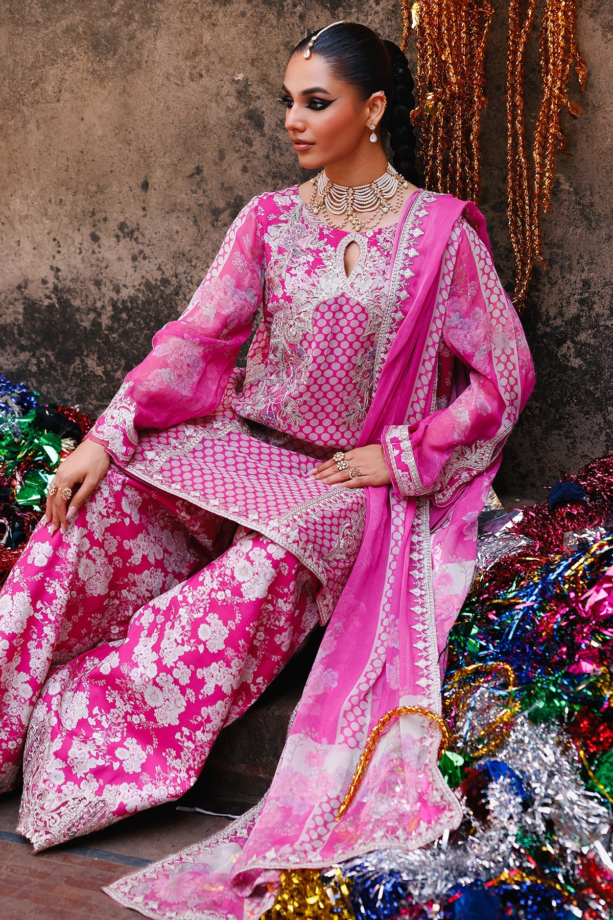 3-Pc Stitched Embroidered Printed Chiffon Collection VSL6-14P