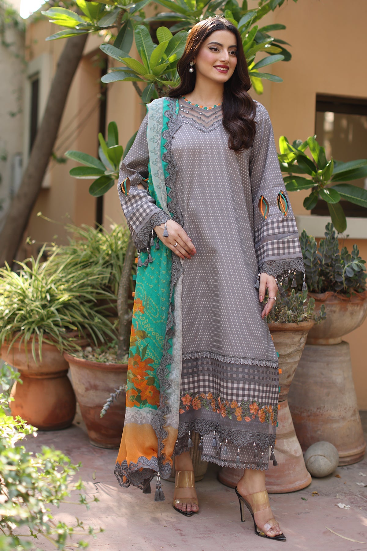 3-PC Unstitched Embroidered  Lawn  SLC27-05