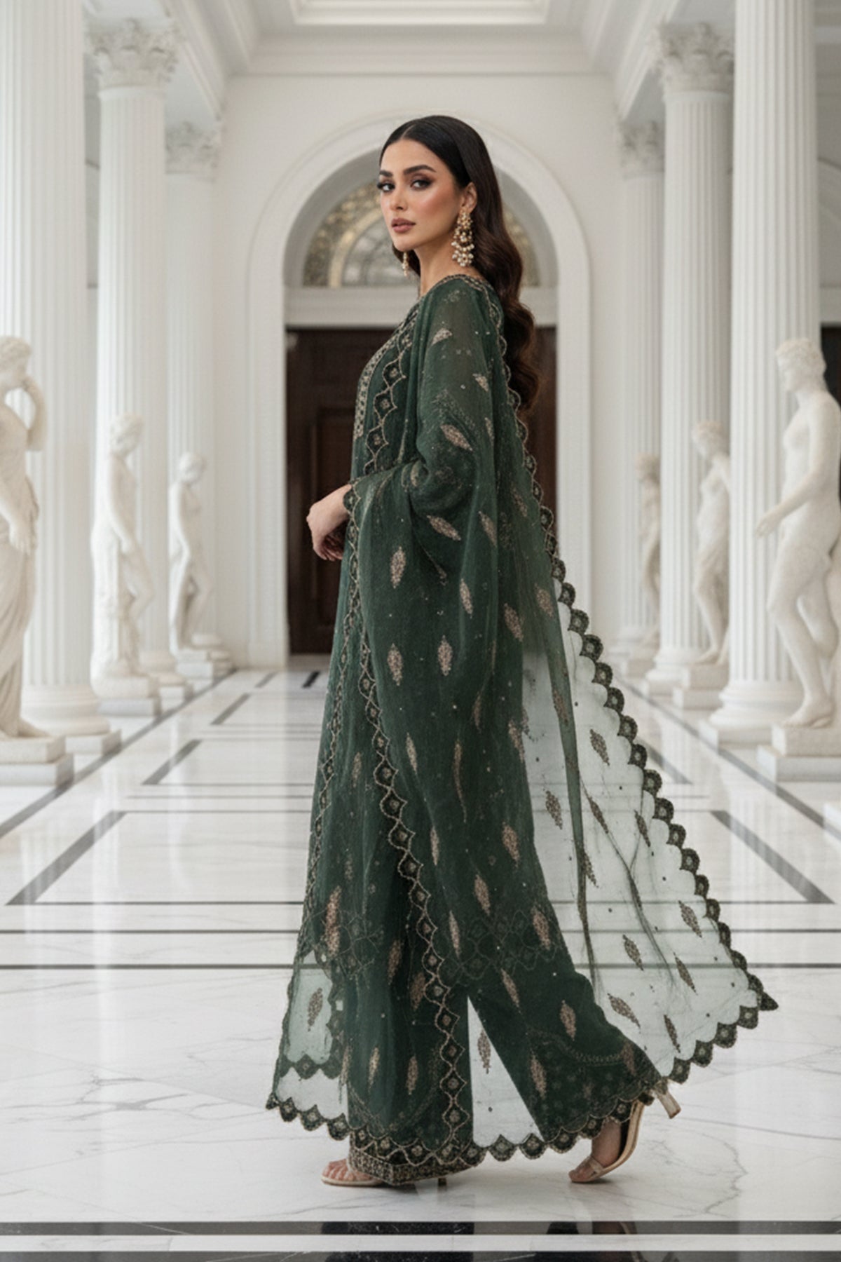 3-PC Embroidered Organza Suit CMA-5-133A