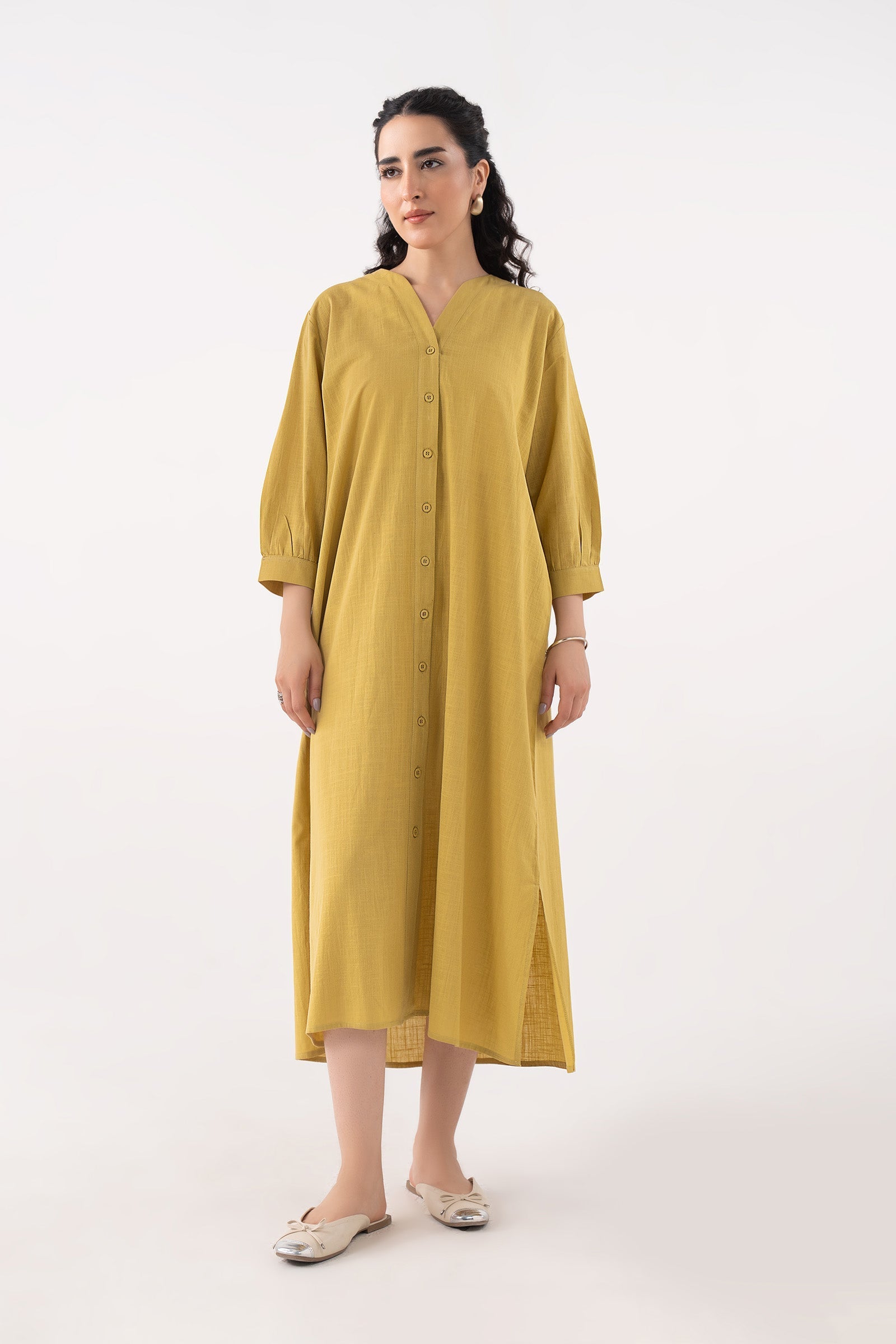 V-Neck Midi Dress