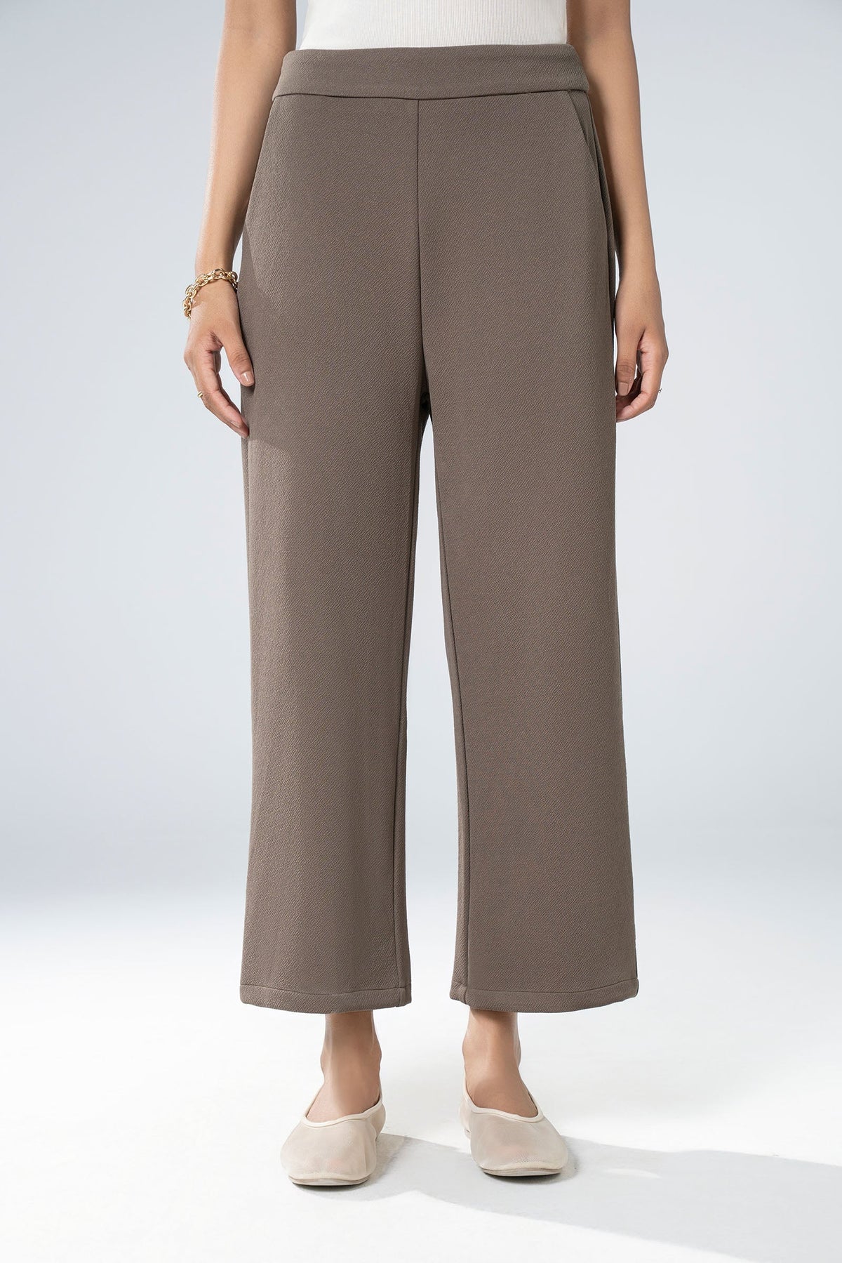 Textured Wide Leg Pants