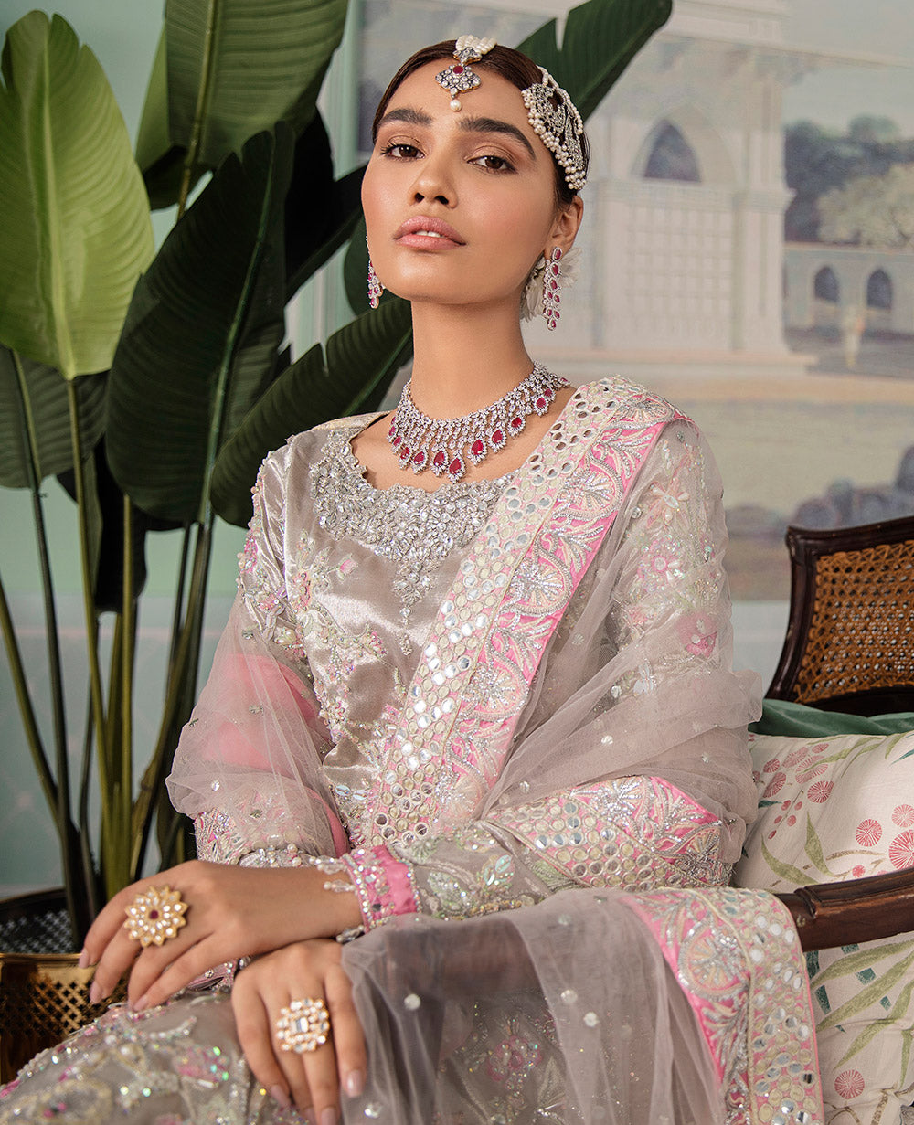 3 Piece Embroidered Raw Silk Suit