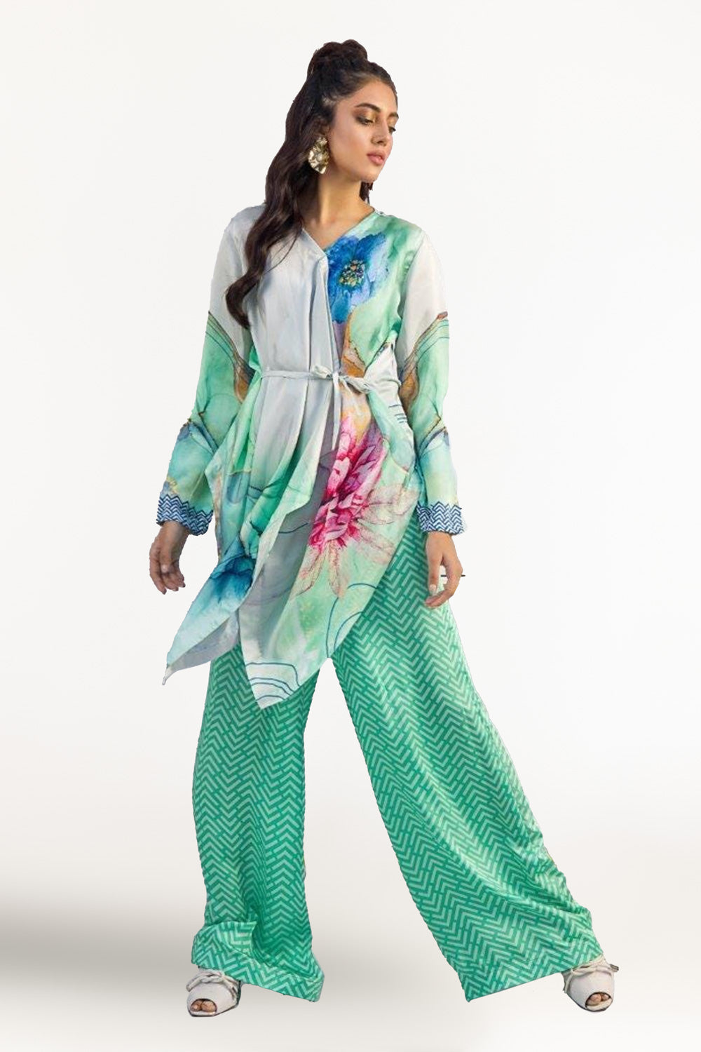 Charmeuse Silk Digital Printed Shirt and Charmeuse Silk Digital Printed Trouser