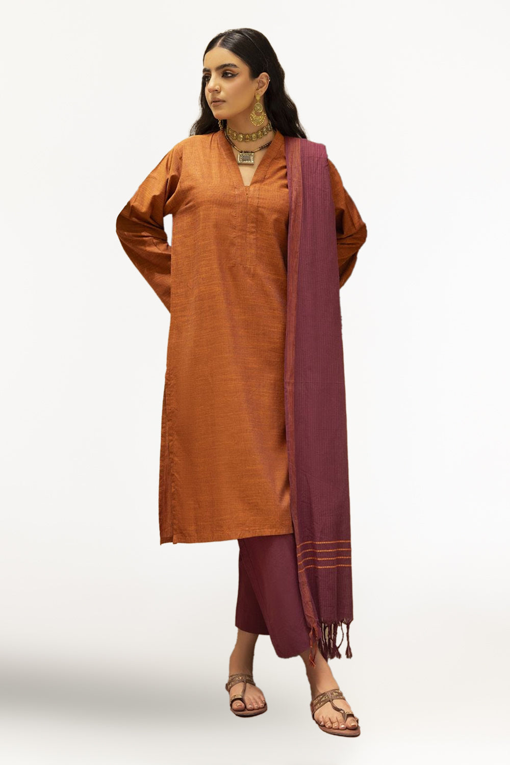 Yarn Dyed Shirt And Trouser With Dupatta