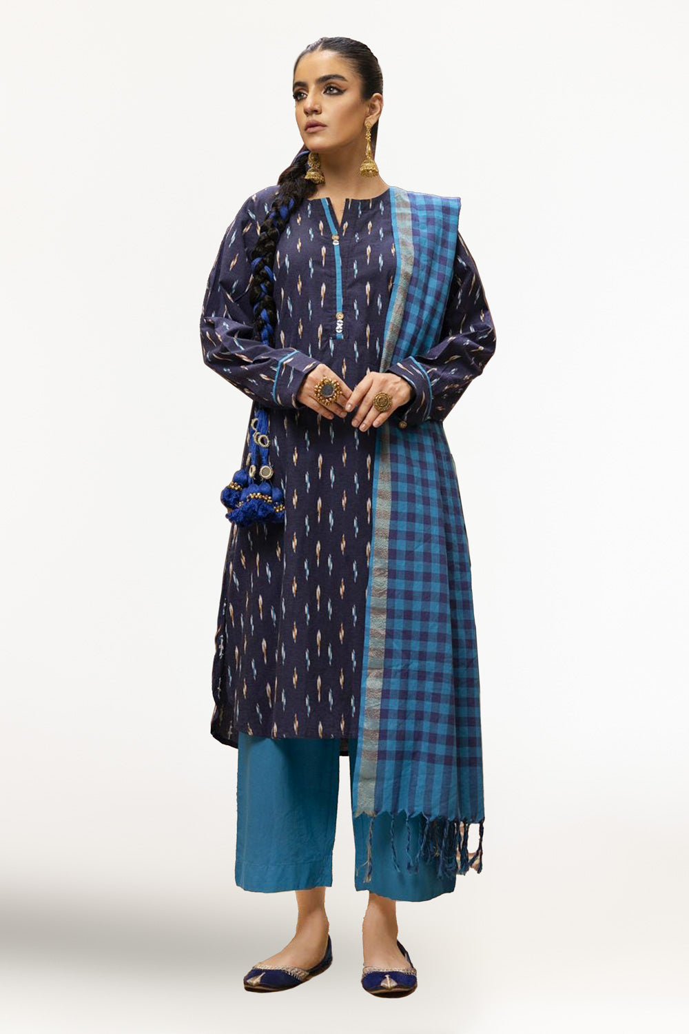 Jacquard Shirt And Dyed Trouser With Jacquard Dupatta WGK-YDS-DY-2567