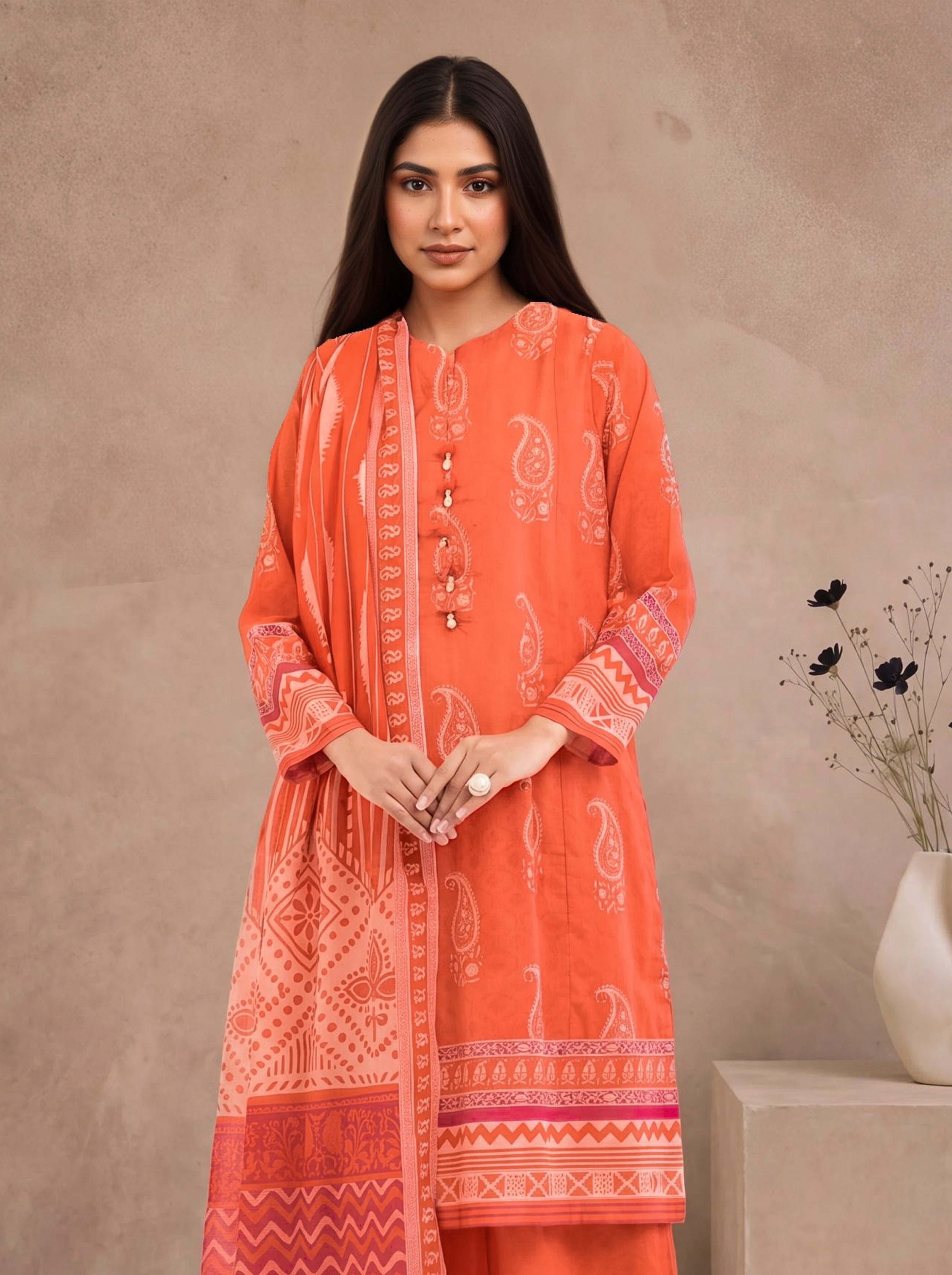 Orange-Lawn-3 Piece (WP3PPBS26B1F47)