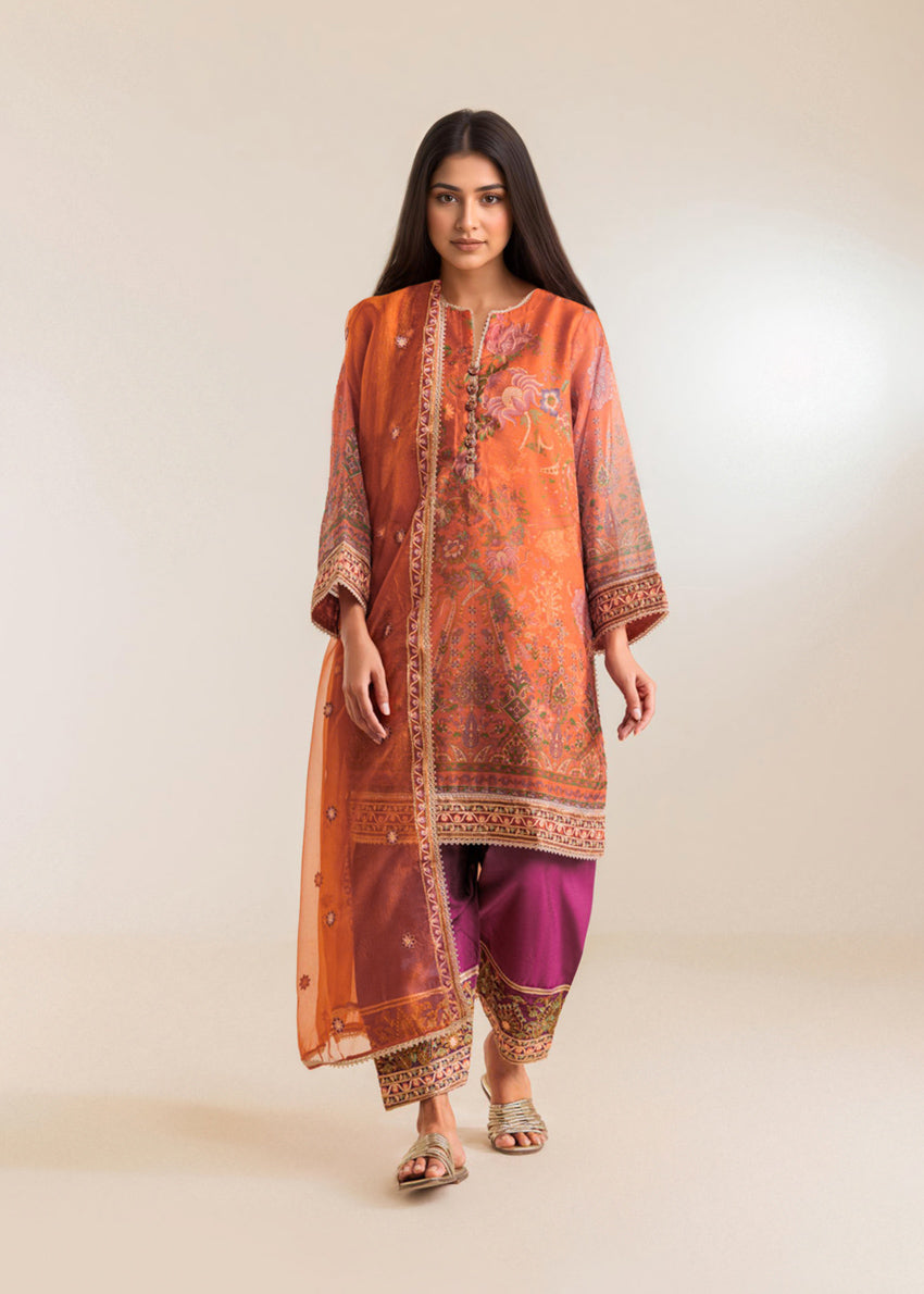 Orange-Lurex-Net-3 Piece (WP3PSFW25F10N2)