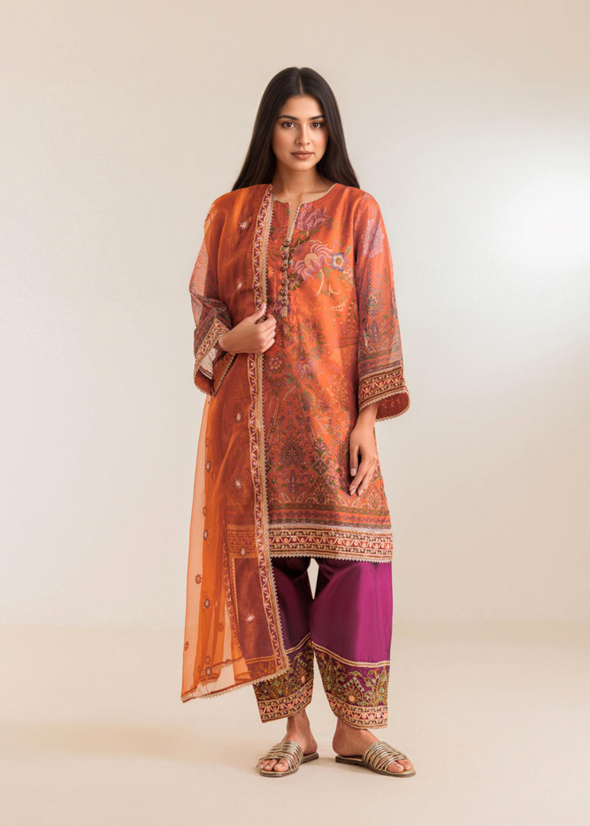 Orange-Lurex-Net-3 Piece (WP3PSFW25F10N2)