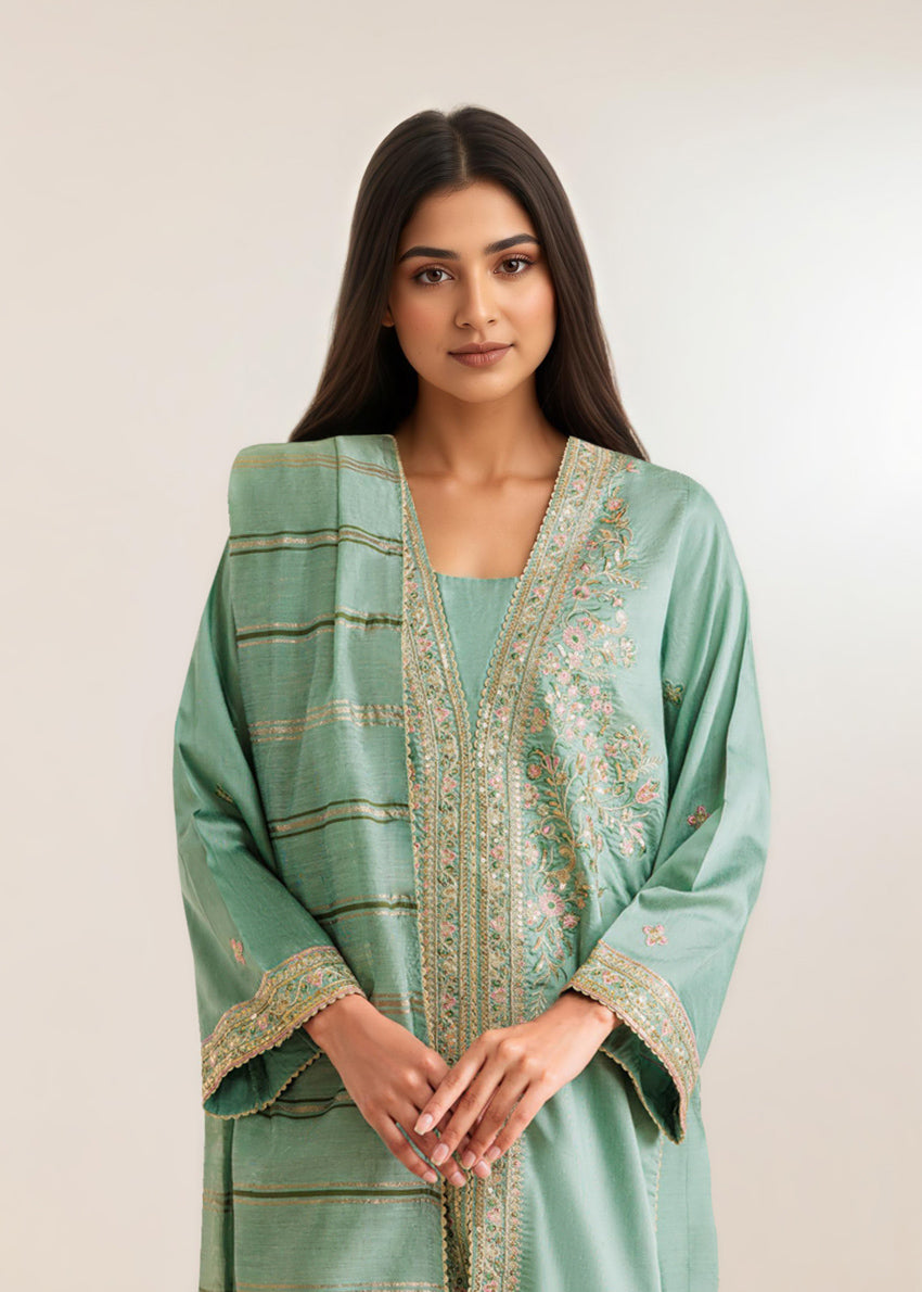 Green-Cotton-Silk-3 Piece (WP3PSFW25F10N3)