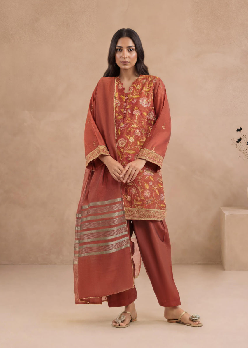 Rust-Cotton-Net-3 Piece (WP3PSFW25F9O3)