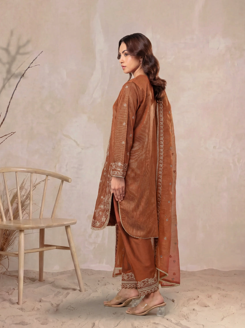 Rust-Fancy-Zari-3 Piece (WP3PSLW25L11D6)