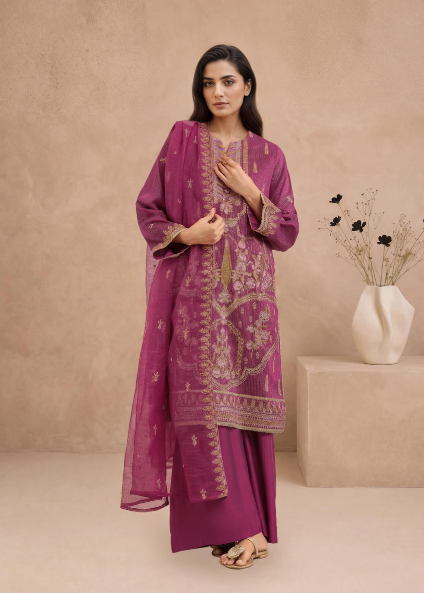 Pink-Zari-Line-3 Piece (WP3PSLW25L11D7)