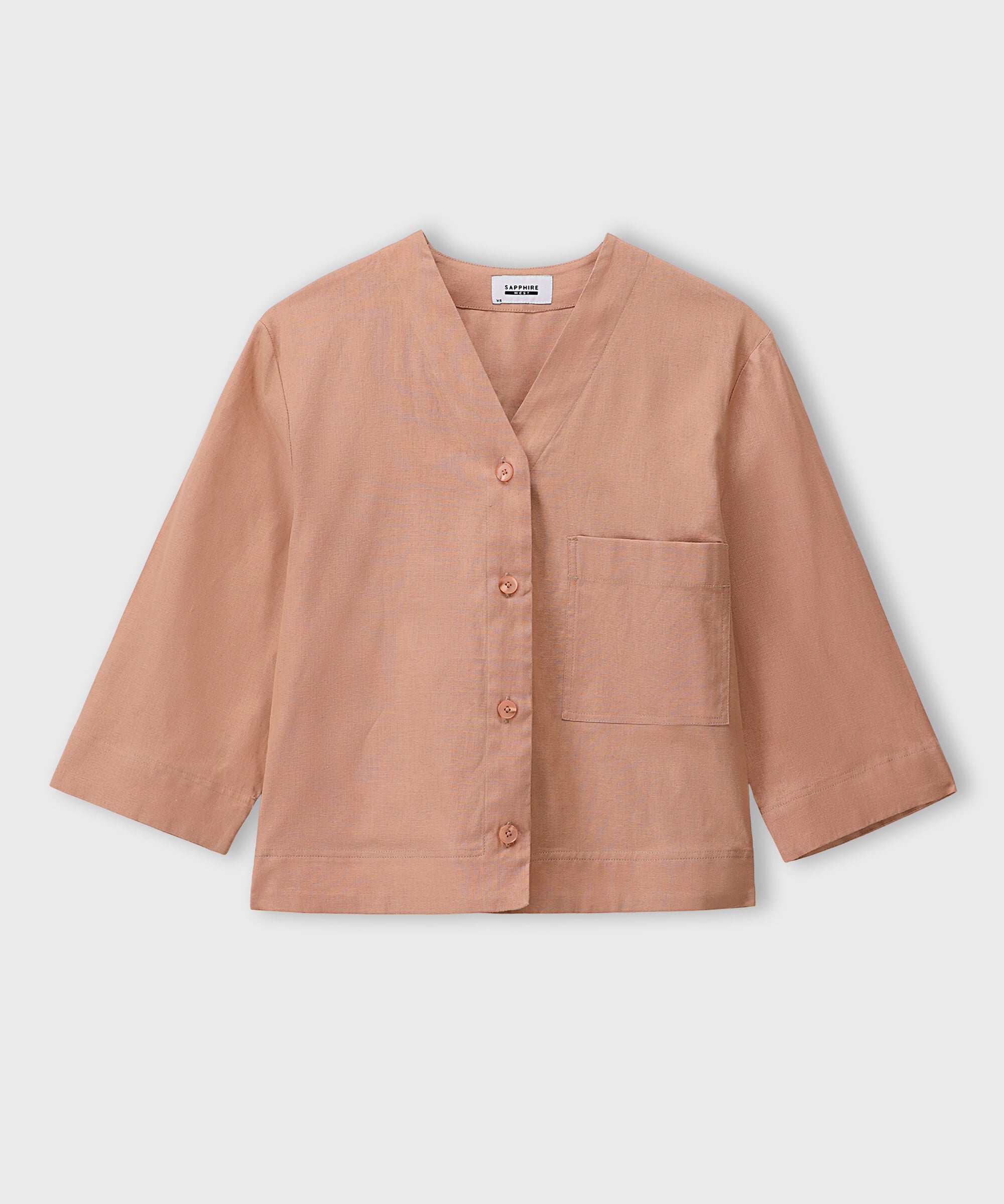 V-Neck Linen Blend Shirt