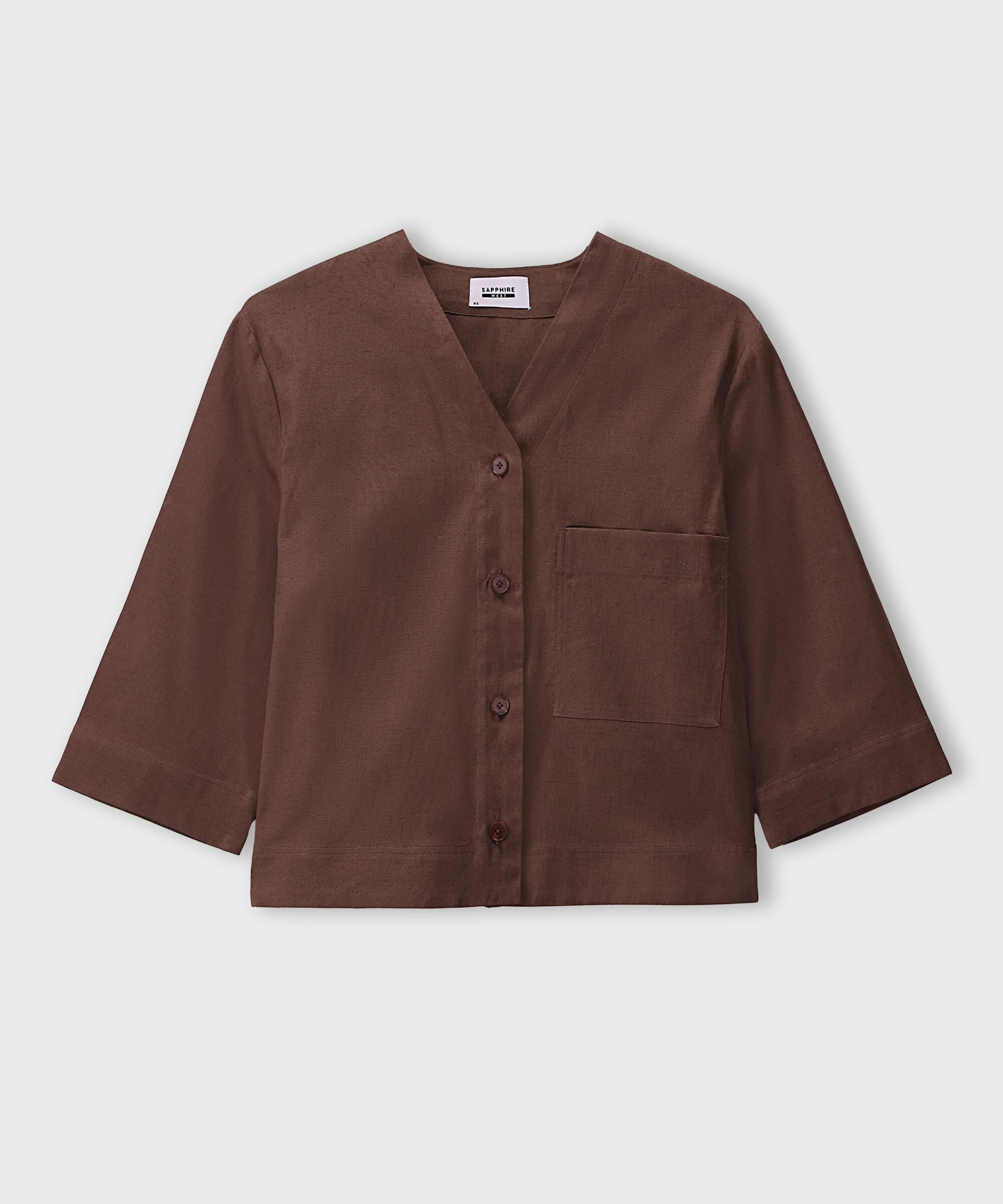 V-Neck Linen Blend Shirt