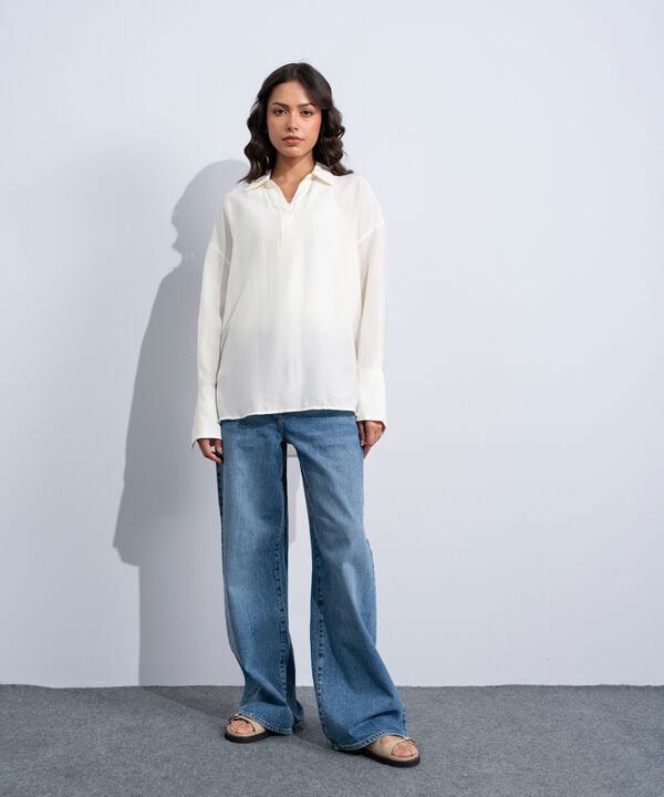 Textured V-Neck Top
