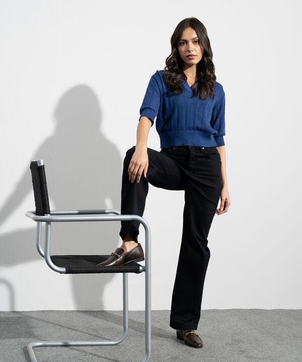 Pointelle Summer Knit Polo Top