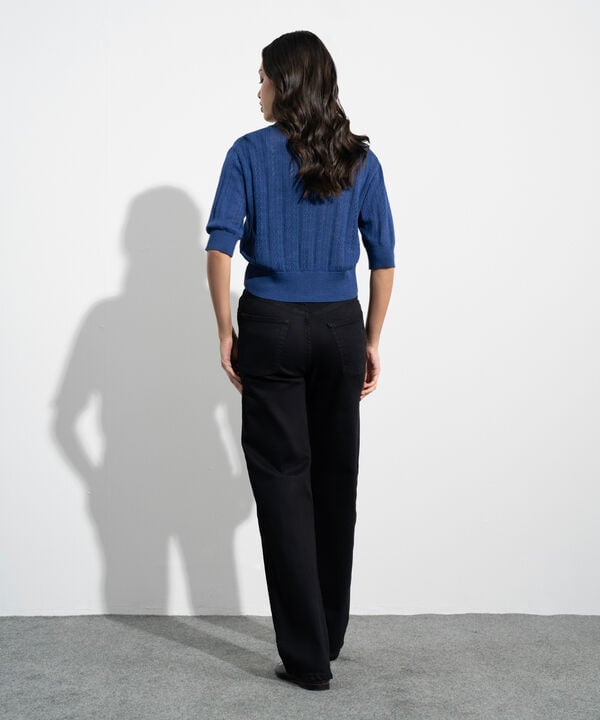 Pointelle Summer Knit Polo Top