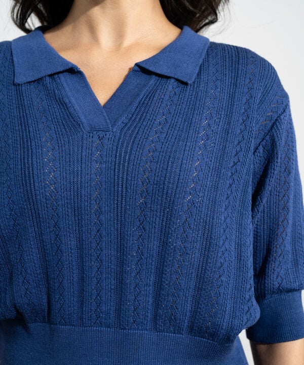Pointelle Summer Knit Polo Top