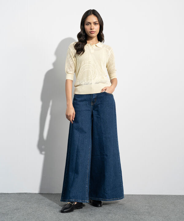 Pointelle Summer Knit Polo Top