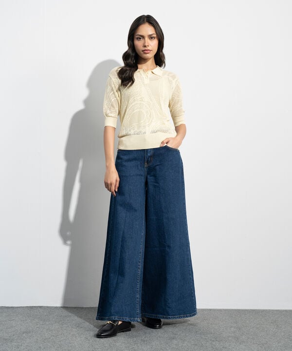 Pointelle Summer Knit Polo Top