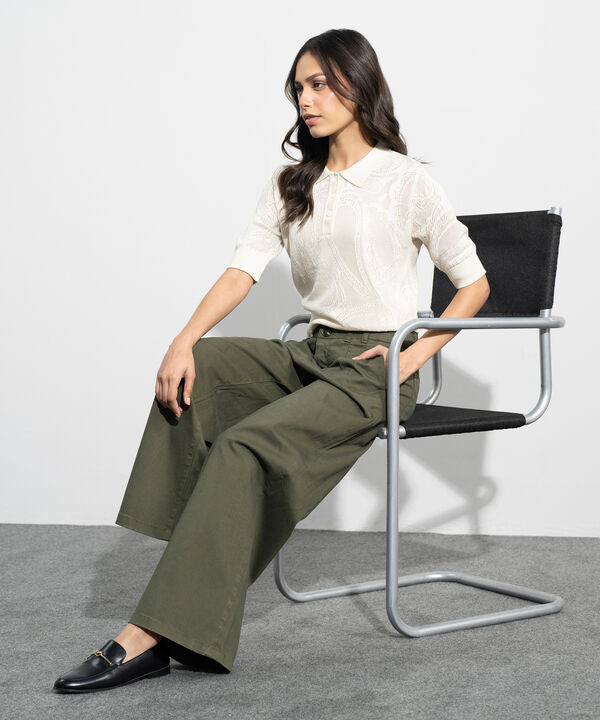 Pointelle Summer Knit Polo Top