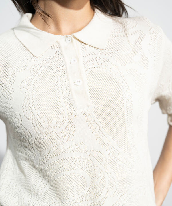 Pointelle Summer Knit Polo Top