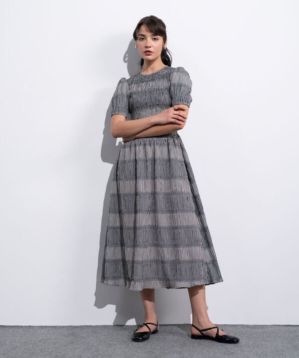 Smocked Seersucker Gingham Dress