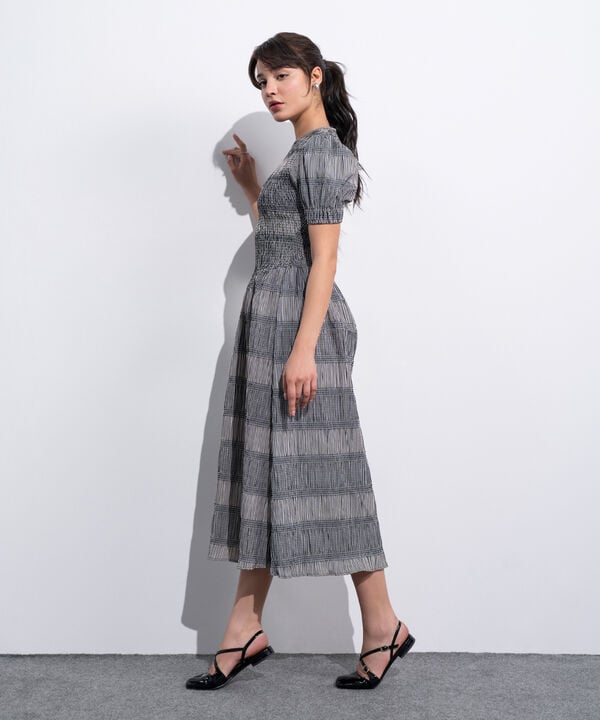 Smocked Seersucker Gingham Dress