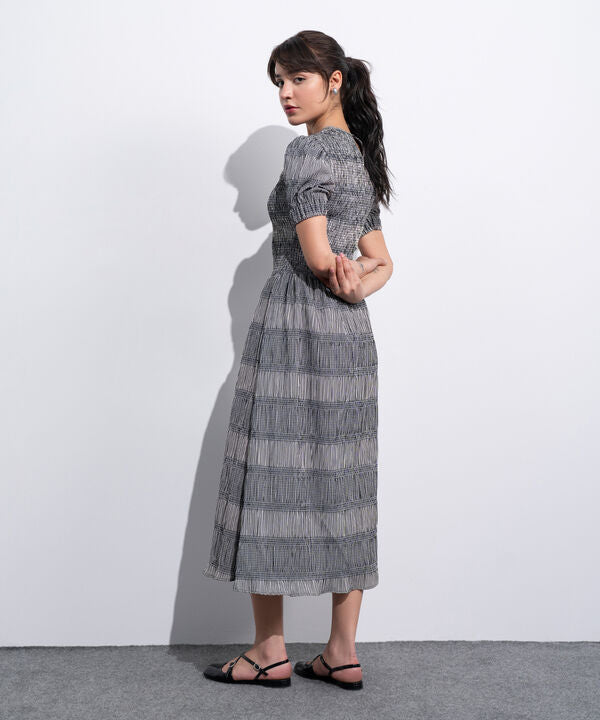 Smocked Seersucker Gingham Dress