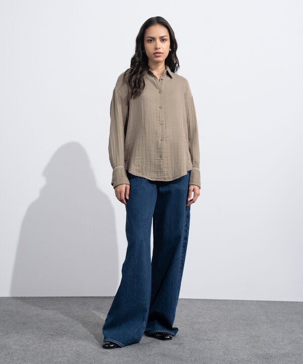 Loose-Fit Cotton Muslin Shirt